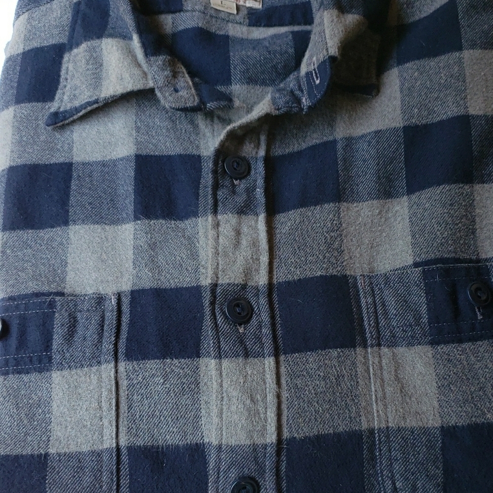 J. Crew Blue and Gray Flannel Shirt L